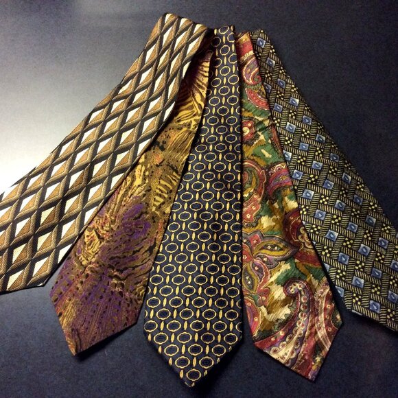 Men's Italian Silk Ties Lot of 5 - Picture 1 of 1